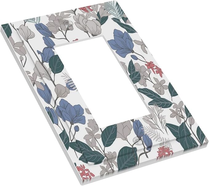 Decorative Outlet Covers Boho Green Leaf Floral Combination 1 Gang Single Decora GFCI Device Light Switch Cover Plate 1 Rocker Wall Plate Jumbo Switch Plate Cover for Bathroom Bedroom Decor