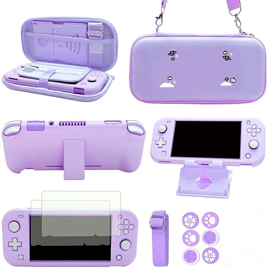 GUTIAL Accessories Bundle for Nintendo Switch Lite - Cute Kawaii NS Lite Accessories kit for Grils Boys Kids with Carrying Case, Cartoon Cover Case, Screen Protector, Stand