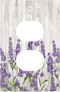 Purple Lavender Rustic Wooden Flowers Floral Plant Outlet Covers 1 Gang Duplex Light Switch Cover Decorative Switch Plates Electrical Receptacle Faceplate Wall Plate for Farmhouse Living Room Decor