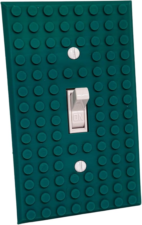 Brick Wall Plate, Single Toggle Light Switch Cover for Kids Bedroom, Game Room, 1-Gang (Dark Green)