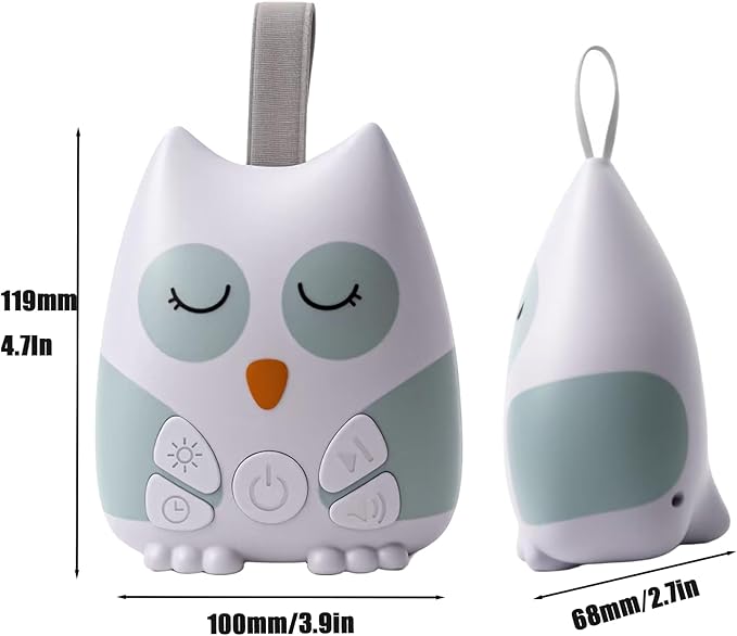 PandaEar Portable White Noise Machine for Baby, 15 Soothing Sound, Night Light, Sleep Sound Timer and Powered by USB for Baby Kids (Owl)