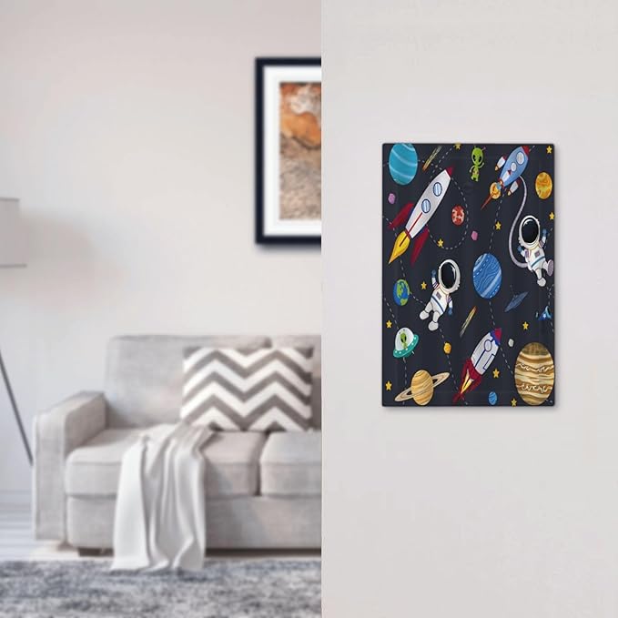 Rocket Planets Astronaut Blue Decorative 1 Gang Decorative light switch plate Blank Wall Plate No Device Switchplate Electrical Faceplate for Nursery Kidsroom Bedroom Decor