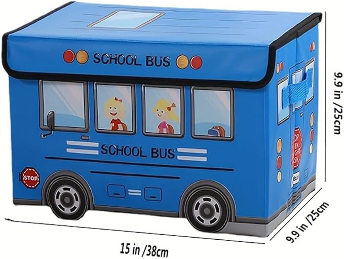 2-Pack Foldable Cartoon Storage Bins with Lids, 15x9.9x9.9 in Cute Cartoon Organizer Boxes, Dustproof Home Storage Containers, Ice Cream Truck