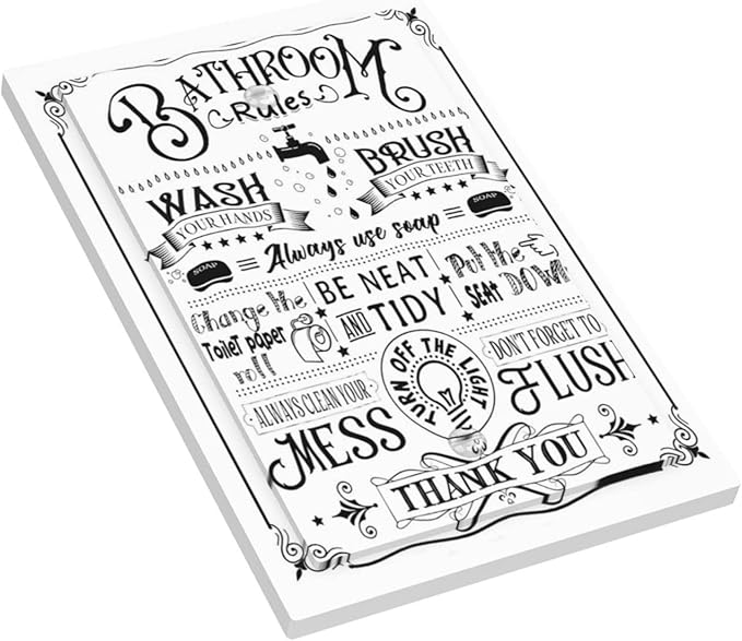 Inspirational Fun Bathtub Home Bathroom Bath Rules Inspirational Quotes Words Sign 1-Gang No Device Blank Wallplate Jumbo Size Unused Outlet and Light Switch Cover Decorative Plug Face Plate Cover