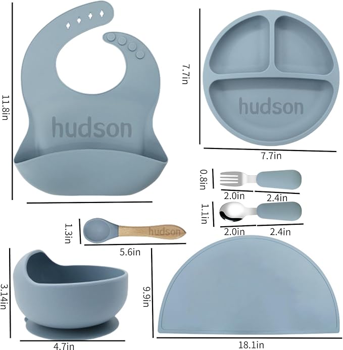 Personalized Silicone Suction Plates for Baby，Custom Toddlers Spoon and Fork, Baby Feeding Set with Name,Baby Birthday Gift for Boy & Girl