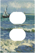 Nautical Ocean Waves Sailboat Painting Blue Sky Outlet Covers 1 Gang Duplex Light Switch Cover Decorative Switch Plates Electrical Receptacle Faceplate Wall Plate for Bathroom Bedroom Decor