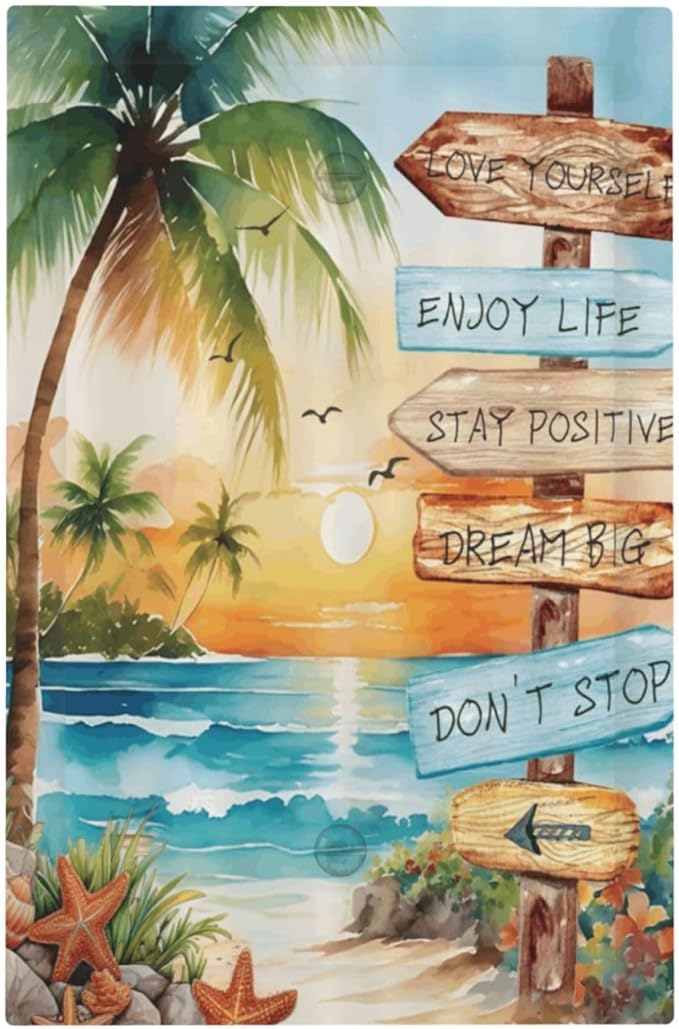 Tropical Beach Palm Tree Summer Coastal Ocean Sunset Light Switch Cover Plate 1 Gang No Device Blank Electrical Wall Plates Faceplate Decorative Switch Plate for Bedroom Living Room Decor