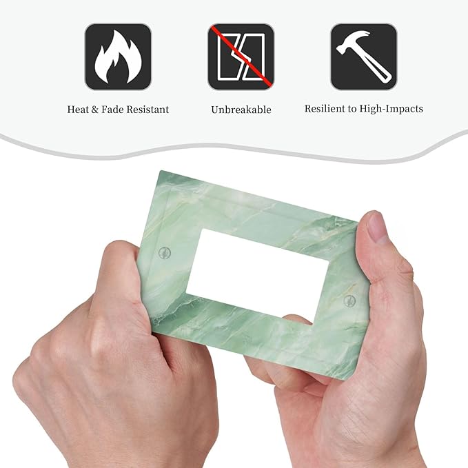 Outlet Covers Green Marble Luxury Abstract 1 Gang Duplex Light Switch Cover Plate Decorative Wall Plates Electrical Switchplate Receptacle for Bathroom Bedroom Decor（2 Pack）