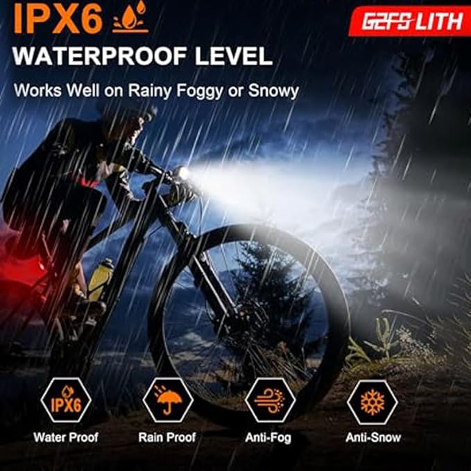 Bicycle Front & Rear Lights, Type-C Rechargeable LED Bike Light Set, IPX6,Waterproof Flashlight for Night Riding, Safety Headlight Taillight, Kids Girls Children's Bicycle Accessories