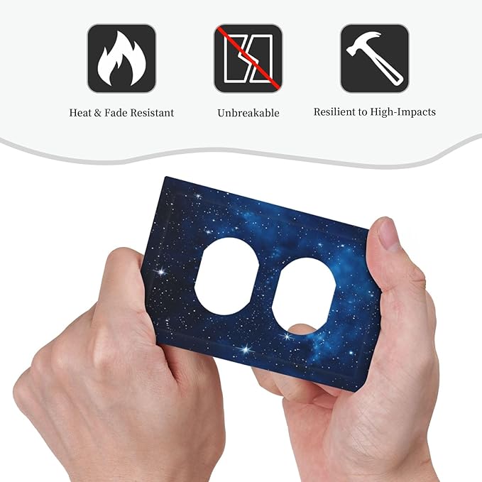 Outlet Covers Galaxy Starry Sky Universe Sparkle Stars 1 Gang Duplex Light Switch Cover Plate Decorative Wall Plates Socket Cover Electrical Switchplate for Bathroom Bedroom Decor