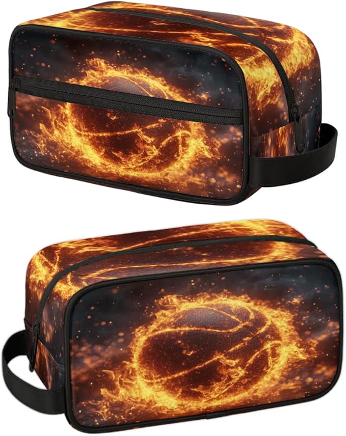 Kids Toiletry Bag for Boys Girls, Basketball Travel Toiletry Bag Hanging Dopp Kit Cosmetic Bag Makeup Bag Shower Shaving Bag for Toiletries Accessories