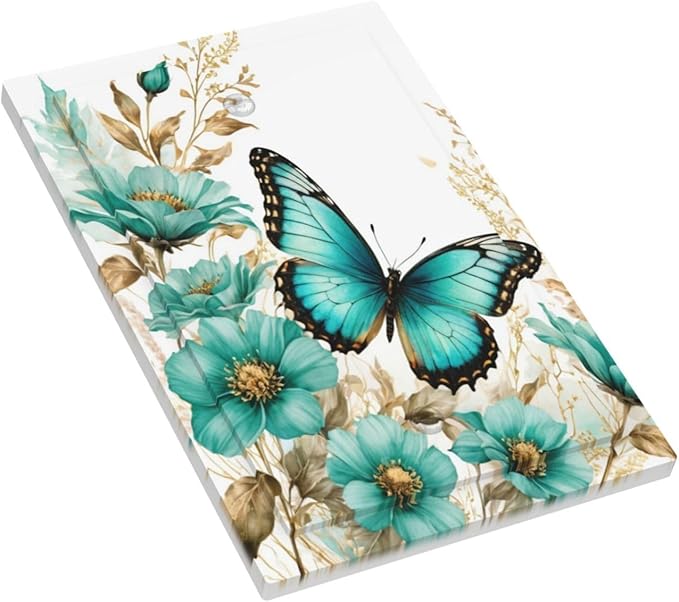 Decorative Light Switch Cover Plate Butterfly on Blue Daisy Flower Floral Golden Leaf 1 Gang No Device Single Blank Outlet Covers Wall Plate Cover Switchplate Electrical Face Plate