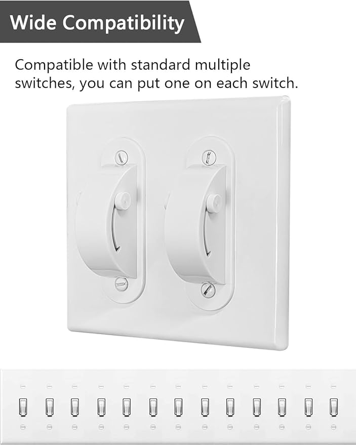 Light Switch Guard, ILIVABLE Childproof Fully Enclosed Light Switch Covers Protects Your Lights or Circuits from being Accidentally Turned On or Off by Children and Adults (White, 2 Pack)