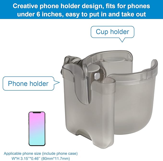 Accmor Stroller Cup Holder with Phone Holder, Bike Cup Holder, Universal Cup Holder for Uppababy Nuna Doona Strollers, 2-in-1 Cup Phone Holder for Stroller Bike Accessory