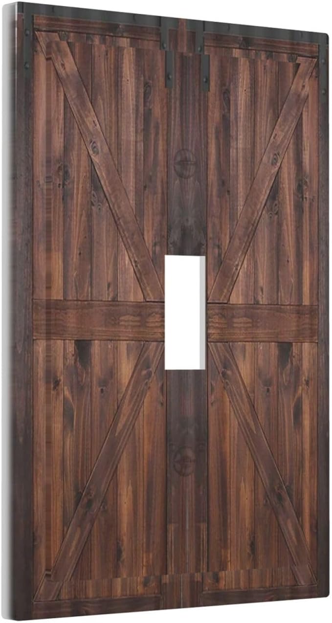 Light Switch Cover Rustic Brown Barn Door Retro Wood Plank 1 Gang Wall Plate Cover Country Single Toggle Outlet Covers Decorative Switchplate Electrical Faceplate for Bathroom Home Decor