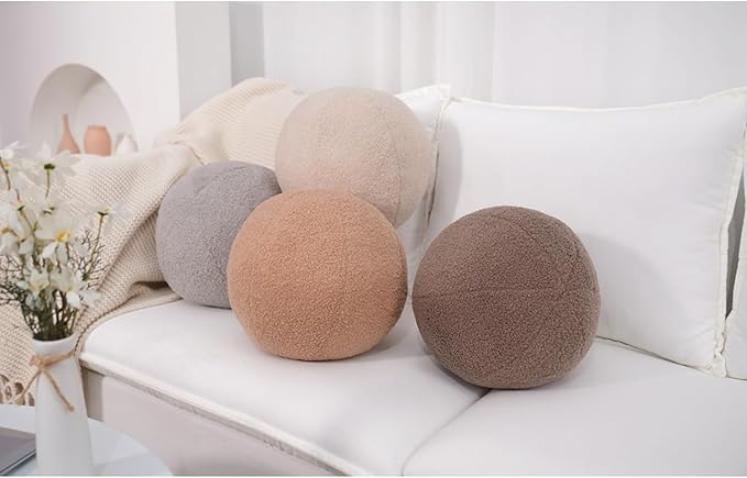 12 Inch Round Hugging Pillow Plush Toy Soft Plushies Throw Pillow Kids' First Plush Toys for Home Decor Or Gift for Kids and Lovers (Beige)