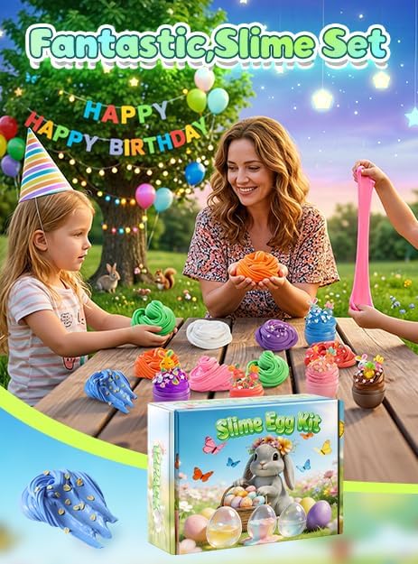 12-Piece Slime Glue Set, DIY Butter Glue, Stress-Relieving Toys, Handmade Toys, Children's Birthday Party Gifts, Slime kit for Boys Girls (Blue)