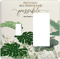 Decorative Outlet Covers Boho Green Monstera Leaf Inspirational Quotes 2 Gang Light Switch Cover Plate Single Toggle 1 Rocker Wall Plates for Electrical Switch Plate Covers for Home Decor