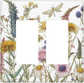 Light Switch Cover Plate Botanical Wildflowers Dragonfly Colorful Floral 2 Gang Double Rocker Outlet Covers Decorative Switch plates Electrical Wall Plates GFCI Receptacle for Bathroom Bedroom