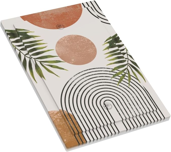 Beautiful Boho Mid Century Large Archs Sun Leaves Plants Light Switch Cover Plate 1 Gang No Device Blank Electrical Wall Plates Faceplate Decorative Switch Plate Covers for Bedroom Living Room Decor