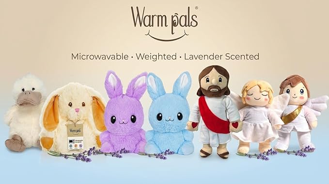 Boppsy Bunny Microwavable Easter Stuffed Animal, Weighted Heatable and Coolable Lavender Scented Plush for Kids and Adults, 1.5 lb, Warm Pals