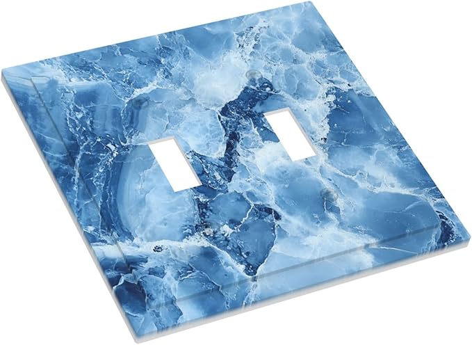 Outlet Covers Blue Marble Abstract Luxury Modern 1 Gang Duplex Light Switch Cover Plate Decorative Wall Plates Electrical Switchplate Receptacle for Bathroom Bedroom Decor（2 Pack）