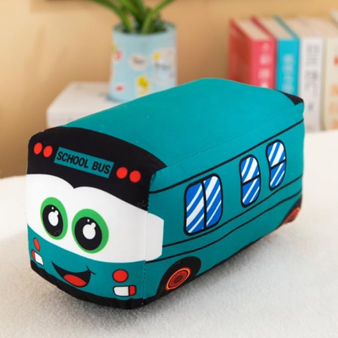 OUKEYI 11.8 Inch/30cm Car Plush Toy Simulation Bus Cute Cartoon Pillow Filling Car Plush Pillow Toy Gift Children's Birthday Party Gift (Green)