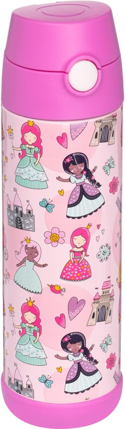 Snug Insulated Kids Water Bottle with Straw & Spout – Double-Wall Stainless Steel, Leakproof, Easy-Flip Lid – For School, Travel, Toddlers & Big Kids - Princess, 17oz