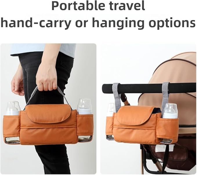 Stroller Organizer Bag – Universal Stroller Hanging Bag, Waterproof Multi-Functional Storage Pouch for Diapers, Bottles, Toys and Essentials