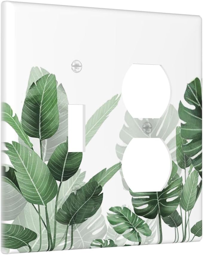 Wallplates Boho Tropical Plant Natural Palm Leaf 1 Toggle 1 Duplex Switch Plate Electrical Gfci Faceplate Decorative Light Switch Covers For Bed Room Living Room Decor