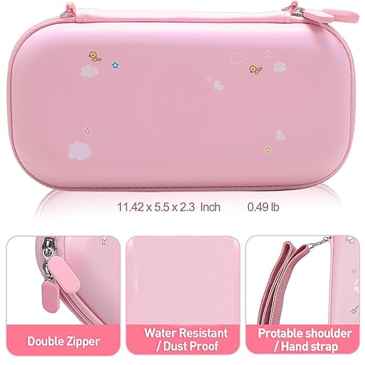 GUTIAL Accessories Bundle for Nintendo Switch 2 2025 - Cute Kawaii NS 2 Accessories kit for Grils Boys Kids with Travel Carrying Case and Cartoon Dockable Cover Case, Screen Protector, Stand - Pink