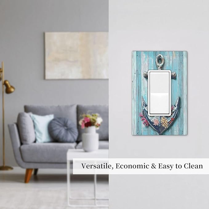 Decorative Outlet Covers Anchor Coastal Beach Nautical Coral 1 Gang Single Rocker Light Switch Cover Plate Wall Plates Gfci Faceplate For Farmhouse Cabin Decor