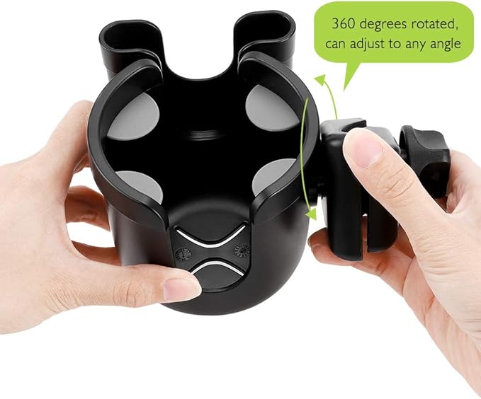 Accmor Stroller Cup Holder with Phone Holder, Bike Cup Holder, Universal Cup Holder for Uppababy Nuna Doona Strollers, 2-in-1 Cup Phone Holder for Stroller Bike Accessory