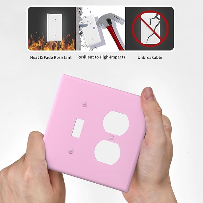 Decorative Solid Purple 2 Gang Single Toggle/Duplex Combo Outlet Light Switch Cover, Elegant Lavender Purple Combination 1-Toggle 1-Decorator Receptacle Combination Face Wall Plate Cover