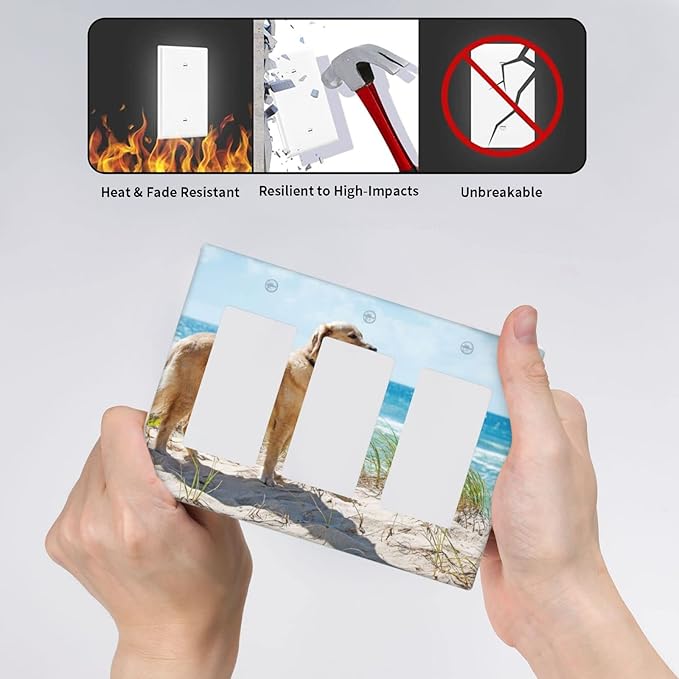 Custom Triple Rocker Light Switch Plate Covers Decorative Personalized Your Own 3 Gang Decora Wall Plate Gifi Lightswitch Faceplate with Picture Logo Text for Bathroom Kitchen 6.38" X 4.9"