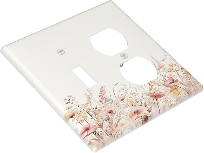 Outlet Covers Boho Floral Watercolor Flower Pattern 1 Toggle 1 Duplex Switch Plate Covers Electrical Light Switch Cover Plate Decorative Wall Plate Socket Cover for living Room Home Decor