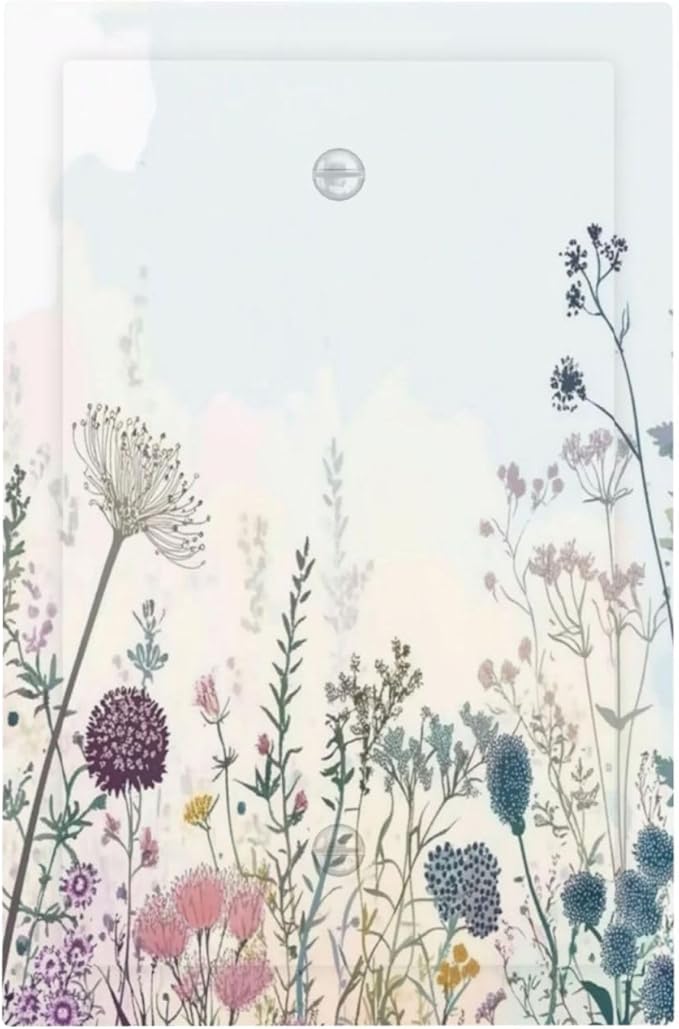 Colorful Wildflower Watercolor Dandelion Floral Light Switch Cover Plate 1 Gang No Device Blank Electrical Wall Plates Faceplate Decorative Switch Plate For Cabin Home Decor