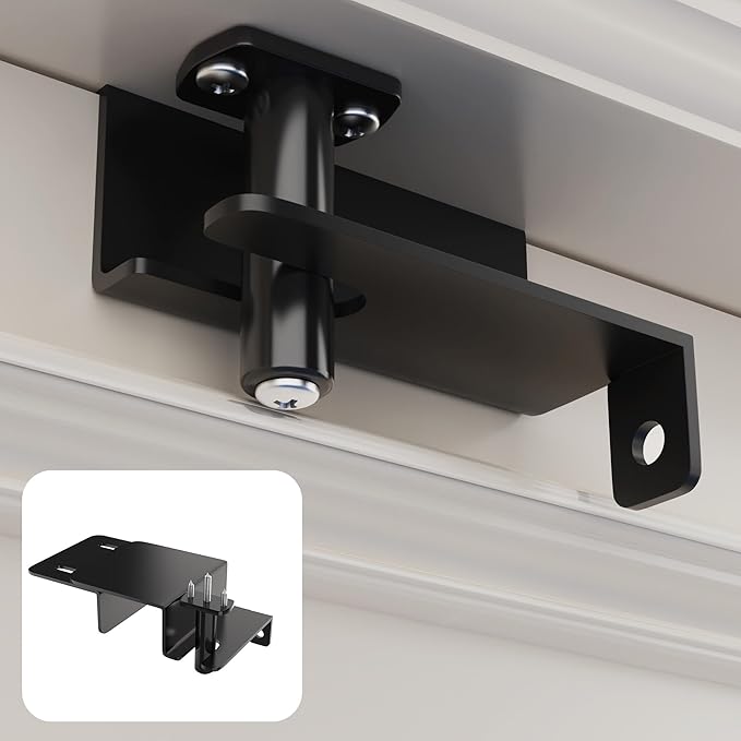 Adjustable Child Safety Door Top Lock｜Metal Child Proof Door Top Lock for Interior&Exterior&French Door｜Lock & Unlock from Either Sides｜for Childproofing｜Sliding Door Lock for Kids Safety｜Black