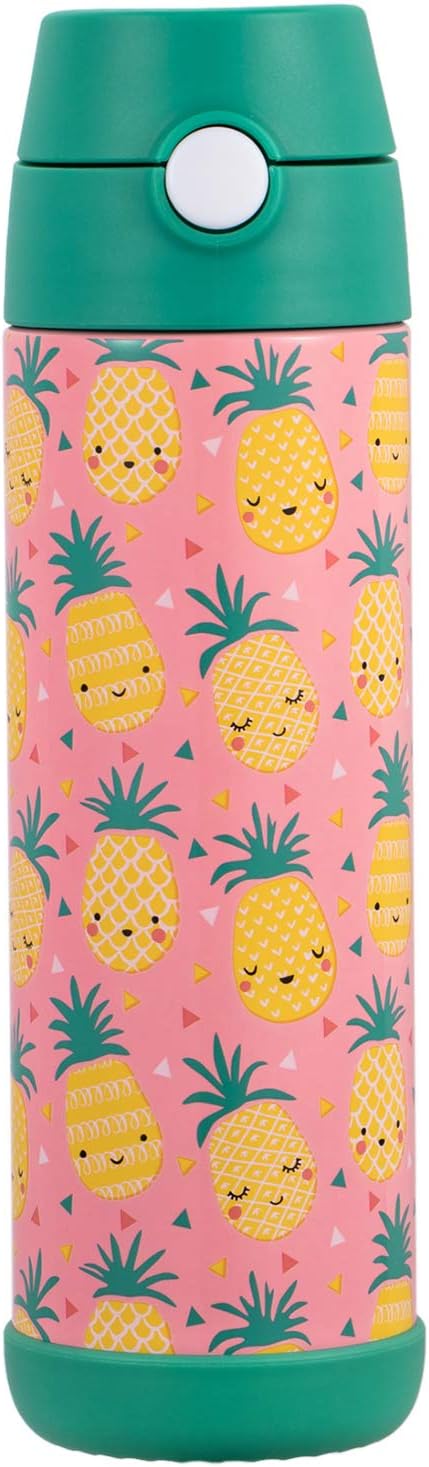 Snug Insulated Kids Water Bottle with Straw & Spout – Double-Wall Stainless Steel, Leakproof, Easy-Flip Lid – For School, Travel, Toddlers & Big Kids - Pineapple, 17oz