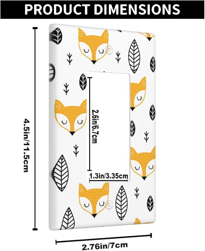 Boho Fox Cartoon Single Rocker Switch Plate Woodland Fox Nursery Decorator Rocker Wall Plate 1 Gang Lightswitch Cover Home Decorative Office