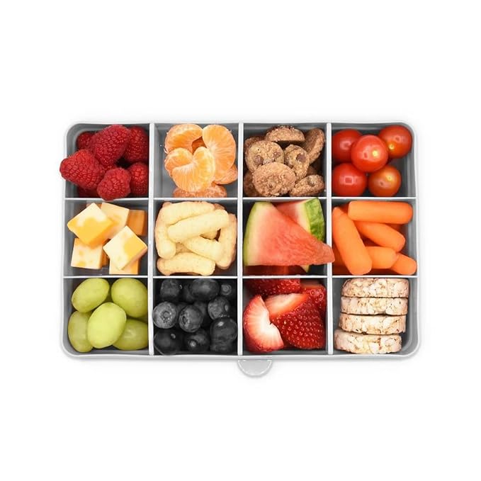 melii Snackle Box |12-Compartment Snack Container with Removable Dividers, BPA-Free Food Storage for Travel, School & On-the-Go Snacks, Kids & Family Organizer (Grey)