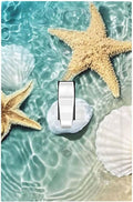 Decorative Light Switch Cover Beach Starfish Ocean Conch Cameo Shell 1 Gang Single Toggle Device Electrical Faceplate Switchplates Decorator Outlet Wall Plate For Decor Kids Room Decor