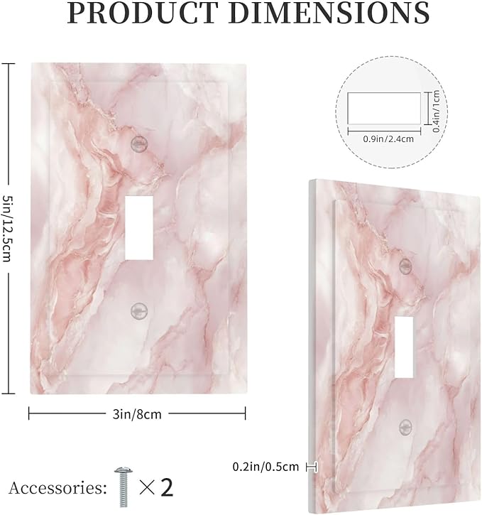 Light Switch Cover Plate Pinkish-White Marble Abstract Luxury Elegant 1 Gang Wall Plate Cover Single Toggle Outlet Covers Decorative Switch Plate Covers Electrical Faceplate for Bathroom Home