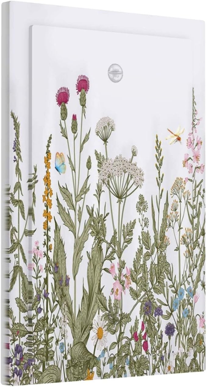 Rustic Wild Floral Vintage Teal Botanical Single Blank Wall Plates Decorative No Device Faceplate Light Switch Cover for Bathroom Bedroom Home Decorate