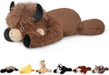 Niuniu Daddy 20" | 3.3 Pound Highland Cow Weighted Stuffed Animals for Adults, Weighted Brown Highland Cow Plush Toy for Toddler Kids, Fluffy Plushy Pillow with Soft Fur for Present Christmas Birthday