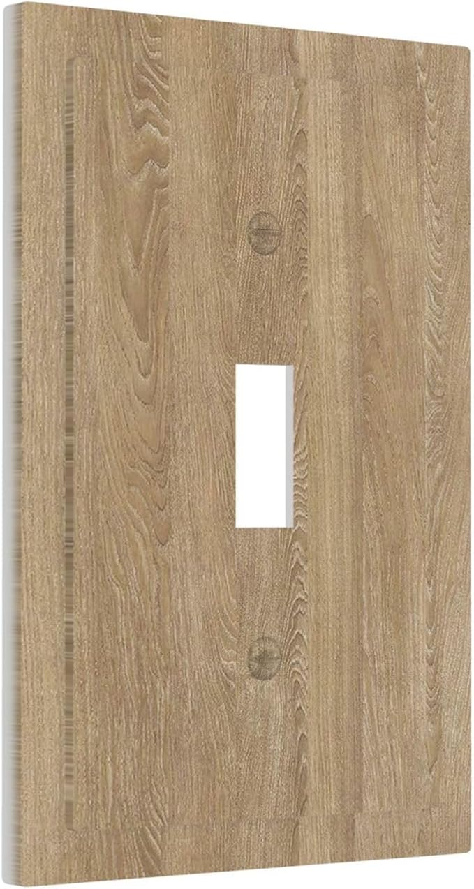 Decorative Light Switch Cover Plate Light Brown Wood Grain 1 Gang Single Toggle Wall Plate Electrical Outlet Covers Decorate Switch Plate Cover for Farmhouse Cabin Decor