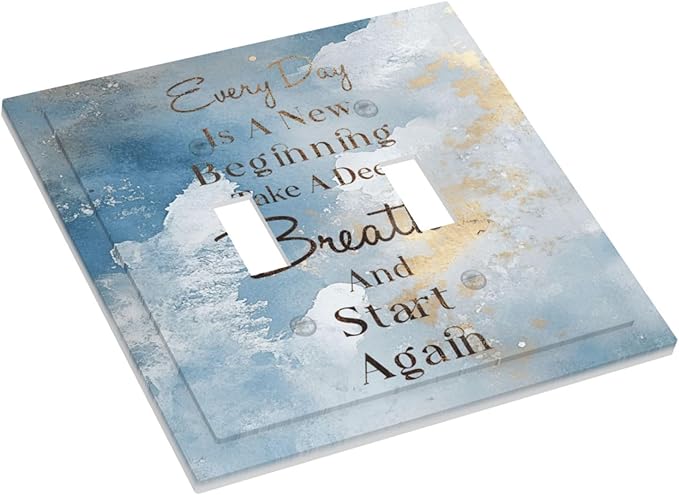 Decorative Light Switch Cover Plate Motivational Quotes Blue Abstract Texture 2 Gang Outlet Covers Double Toggle Wall Plates for Electrical Switch Plate Covers Faceplate for Home Decor