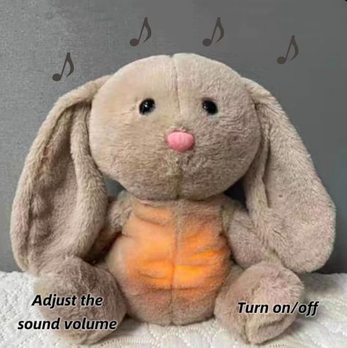 Breathing Stuffed Animal, Baby Easter Basket Stuffers for Teens Toddler Anxiety Stuffed Animal, Breathing Animals Easter Bunny Decor, Bunny Toy Easter Gifts for Kids