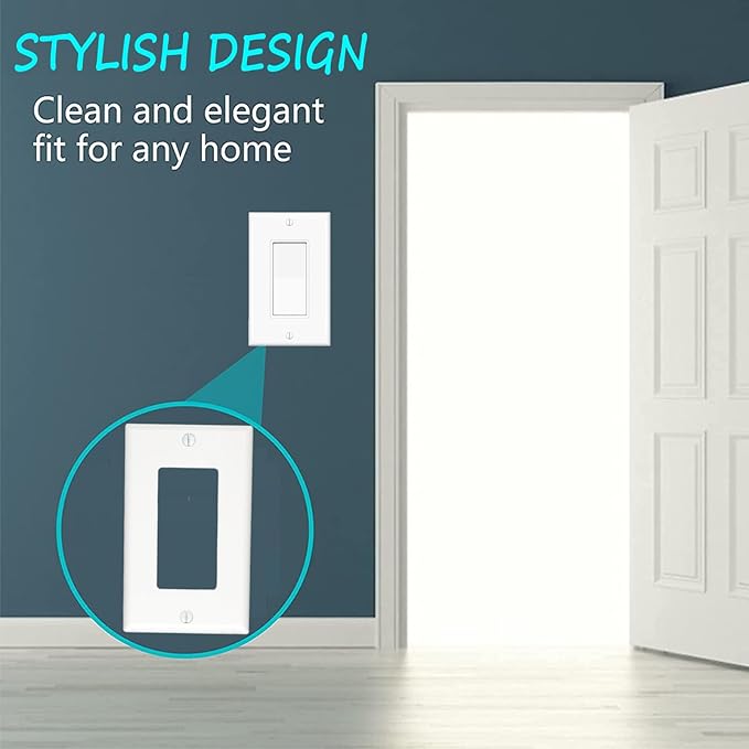 Light Switch GFCI Device Wallplate, Rocker Wall Plate Cover,Light Switch cover,Standard Size 1-Gang 4.50" x 2.76",Smooth Face,Unbreakable Polycarbonate Thermoplastic,UL Listed,2-Pack