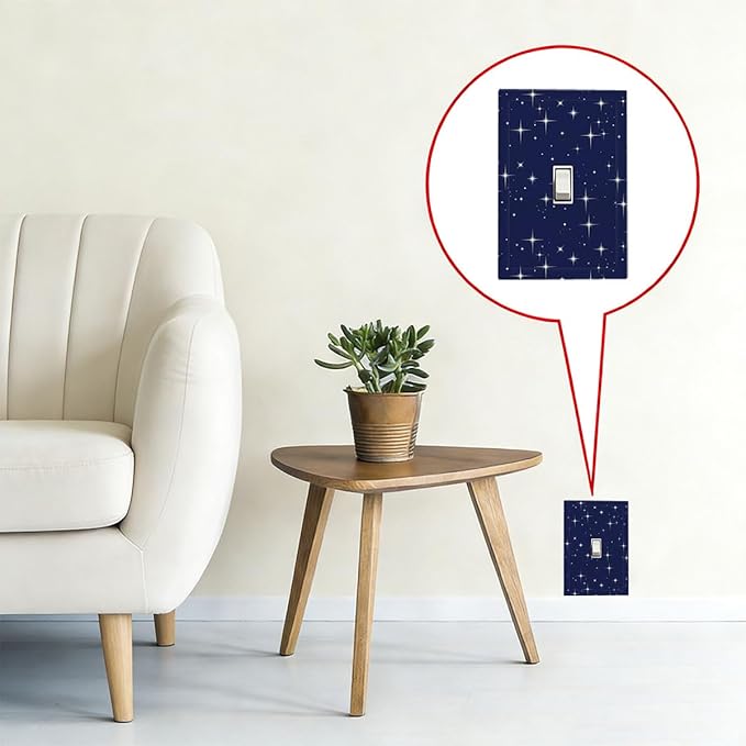Starry Night 1-Gang Toggle Light Switch Plate, Celestial Sparkle Midnight Galaxy Cosmic Glow Decorative Wall Plate for Bedroom & Nursery